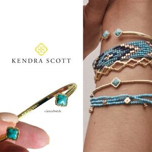 Kendra Scott Mallory Gold Cuff Bracelet in Variegated Turquoise Magnesite NWT
